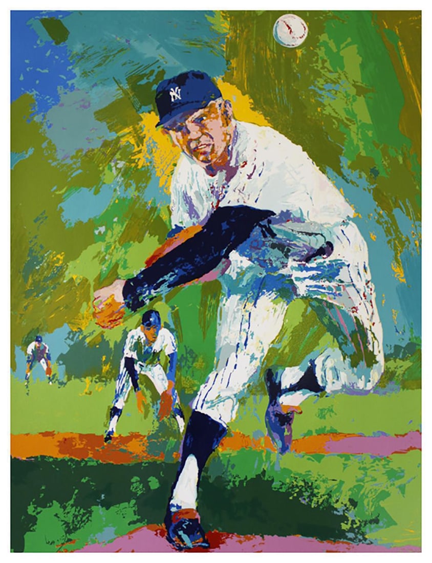 Leroy Neiman - Whitey Ford, Serigraph 2003, Signed & Numbered Ap: ARTIST: LEROY NEIMAN TITLE: WHITEY FORD MEDIUM: SERIGRAPH ON PAPER SIZE: 38 X 27 INCHES FRAME SIZE: 54 X 42.5 INCHES YEAR: 2003 EDITION: AP 7/35 DESCRIPTION: SIGNED BY LEROY NEIMAN AND WHITEY FORD AND