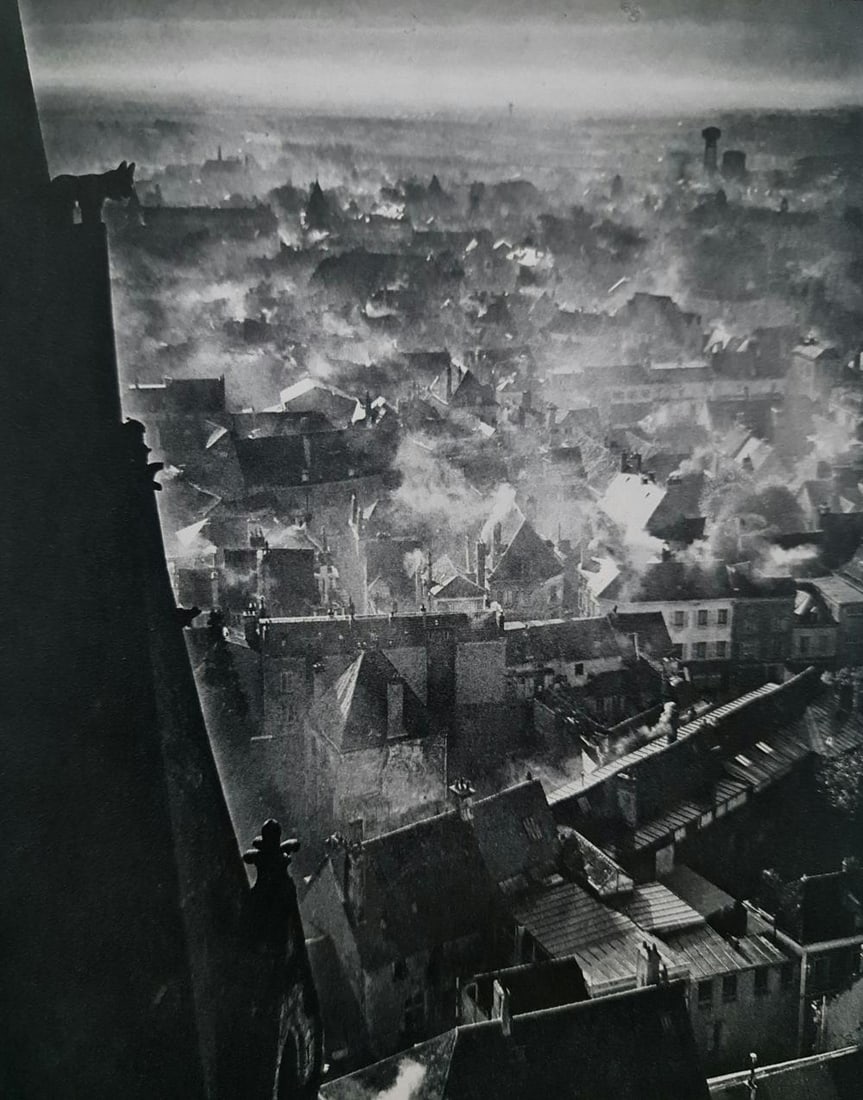 Brassai, Chartres in Winter, 1946: Photographer: Brassai (pseudonym of Gyula Halász, 1899 – 1984) - historically important Hungarian photographer, sculptor and filmmaker who rose to fame in France. Title: Chartres in Winter Type Of