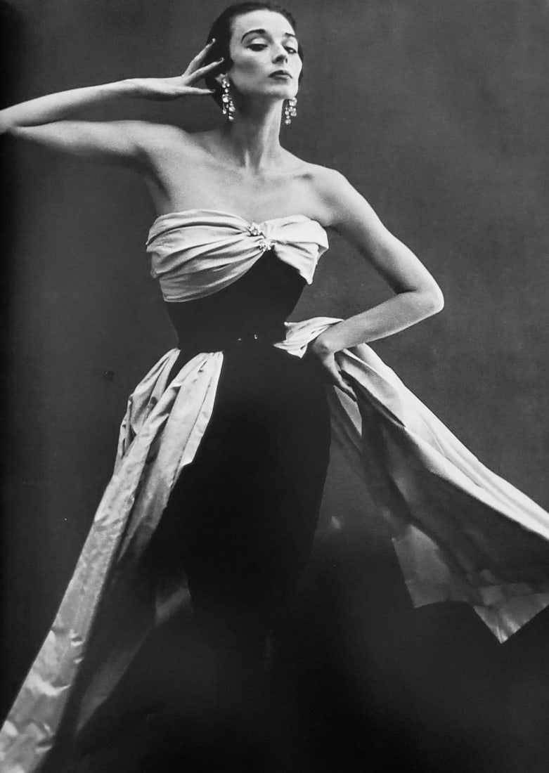 Richard Avedon, Dorian Leigh, Evening dress by Balenciaga, Paris studio, 1949: Photographer: Richard Avedon (American, 1923 - 2004) - internationally renowned portrait and fashion photographer, one of the most important and influential photographers during the last half of the t