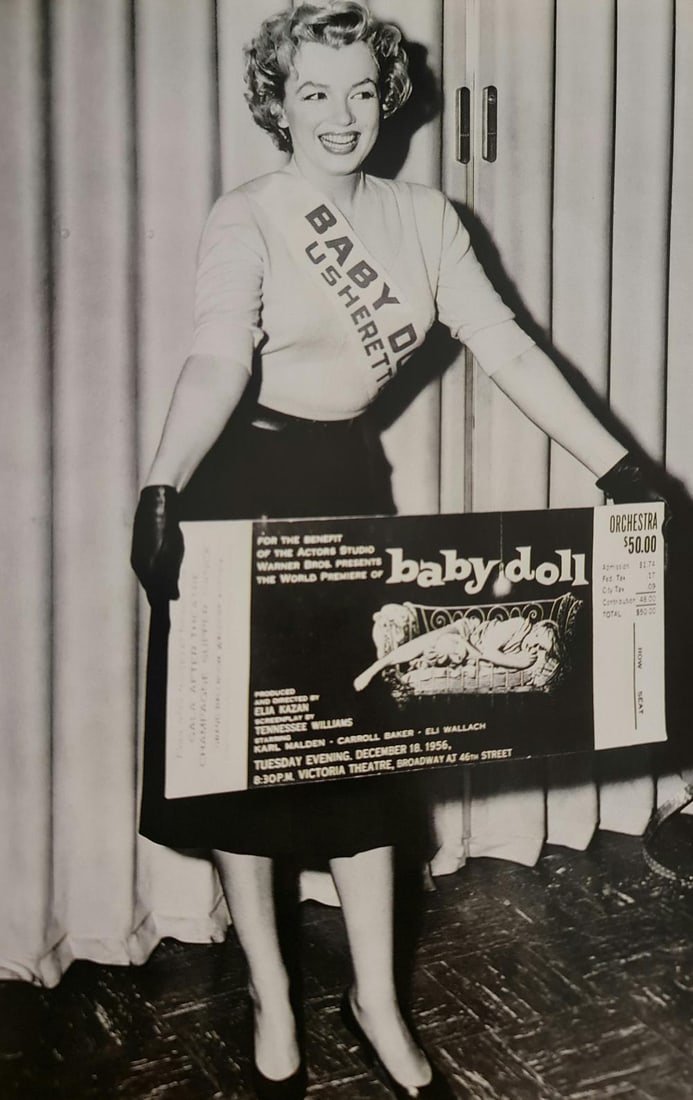 Marilyn Monroe, At The Premiere Of Elia Kazan's Baby Doll, 1956: Photographer: Unknown Subject/Title: Marilyn Monroe, At the premiere of Elia Kazan's Baby Doll Date Of Negative: 1956 Type Of Print: Sheet Fed Photogravure/Heliogravure Date Of Print: 2008 Publisher: 