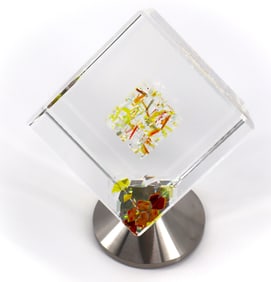 Jon Kuhn, 'Sunflower', 5-Layers 3D Cube Glass Sculpture on rotating base, 2024