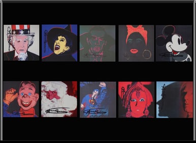 ANDY WARHOL, "MYTHS" INVITATION SET 1981 HAND-SIGNED FRAMED