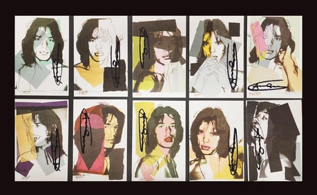 Andy Warhol, "Jagger - 1975" Announcement cards set of 10, hand signed 1975