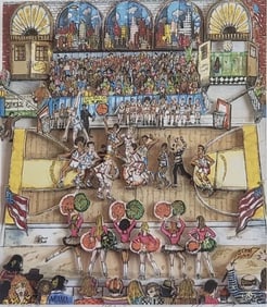 Charles Fazzino, 'Hoops', Signed Limted Edition 3D Serigraph, 1992