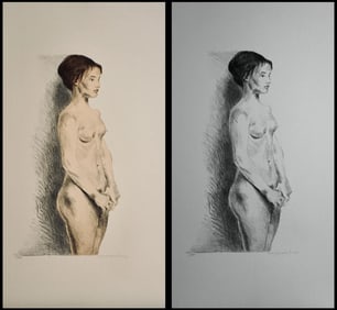 Raphael Soyer, Nude Woman Portfolio, 2 Lithographs