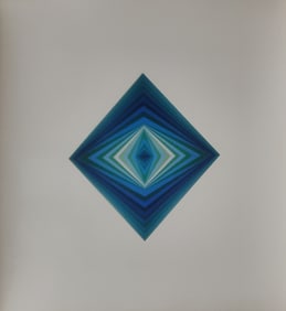 Victor Vaserely, Rhombus, 1968, Monograph On Paper, Framed