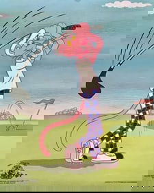 Mgm, Pink Panter Playing Golf, Limited Edition Animation Cel