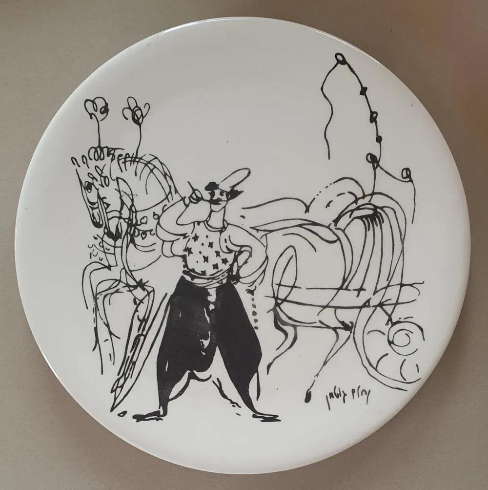 Nahum Gutman, "The carter from Jaffa" Oil on porcelain (1 of 3)