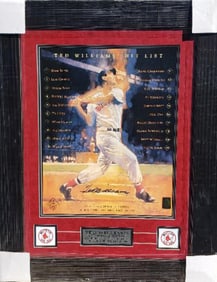 Ted Williams, "Hitlist 1995" Hand Signed Offset Lithograph, Green Diamond Coa, Framed