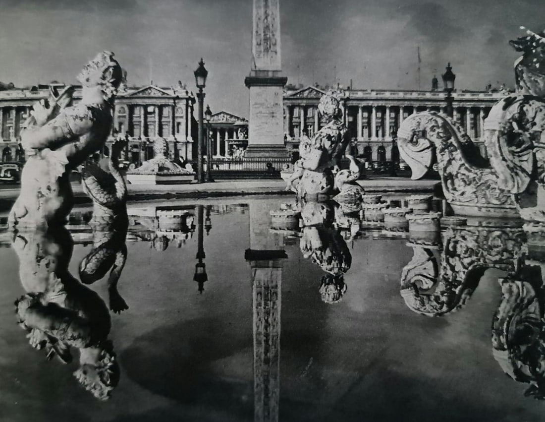 Brassai, Place De La Concorde, 1945: Photographer: Brassai (pseudonym of Gyula Halász, 1899 – 1984) - historically important Hungarian photographer, sculptor and filmmaker who rose to fame in France. Title: Place De La Concorde Type O