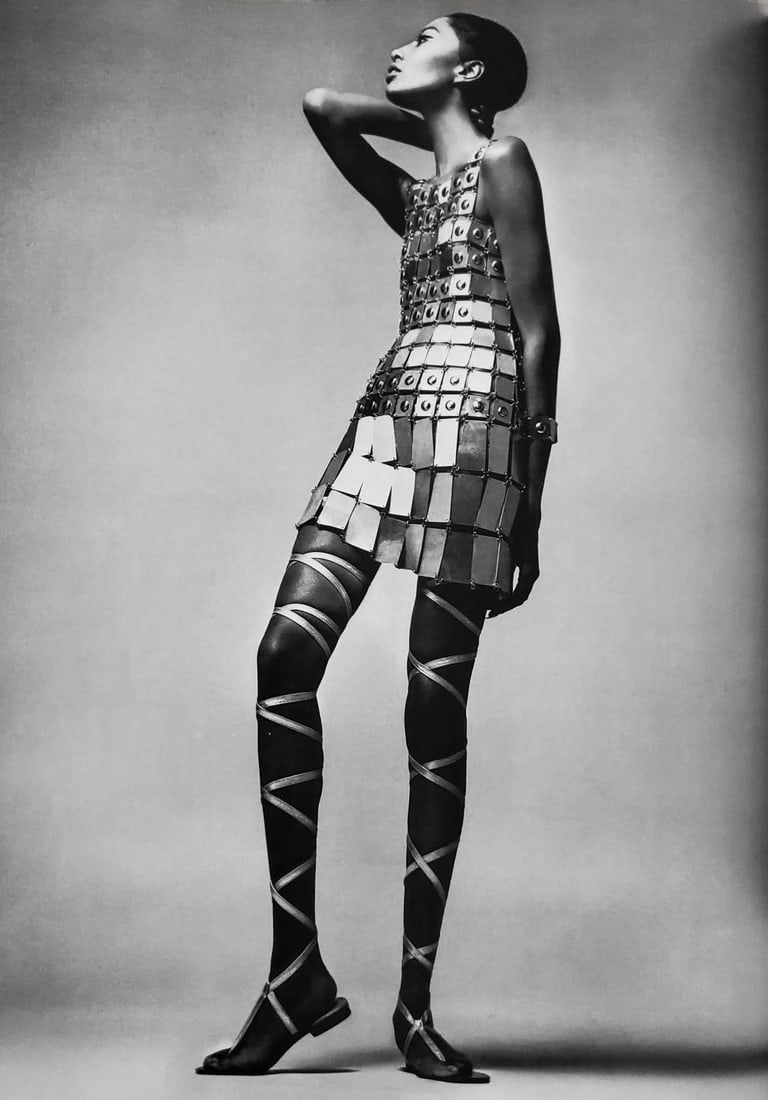 Richard Avedon, Donyale Luna, Dress by Paco Rabanne, New York studio, 1966: Photographer: Richard Avedon (American, 1923 - 2004) - internationally renowned portrait and fashion photographer, one of the most important and influential photographers during the last half of the t