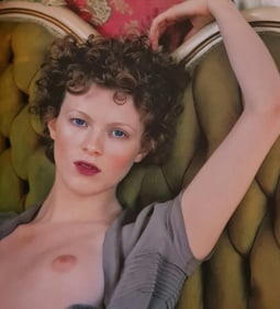 Michel Compte, Karen Elson in an Alberta Ferreti dress, Alexandria Hotel, Los Angeles, 1996