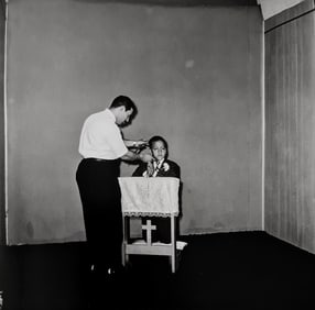 Diane Arbus, Photographer posing communion boy, N.Y.C., 1968