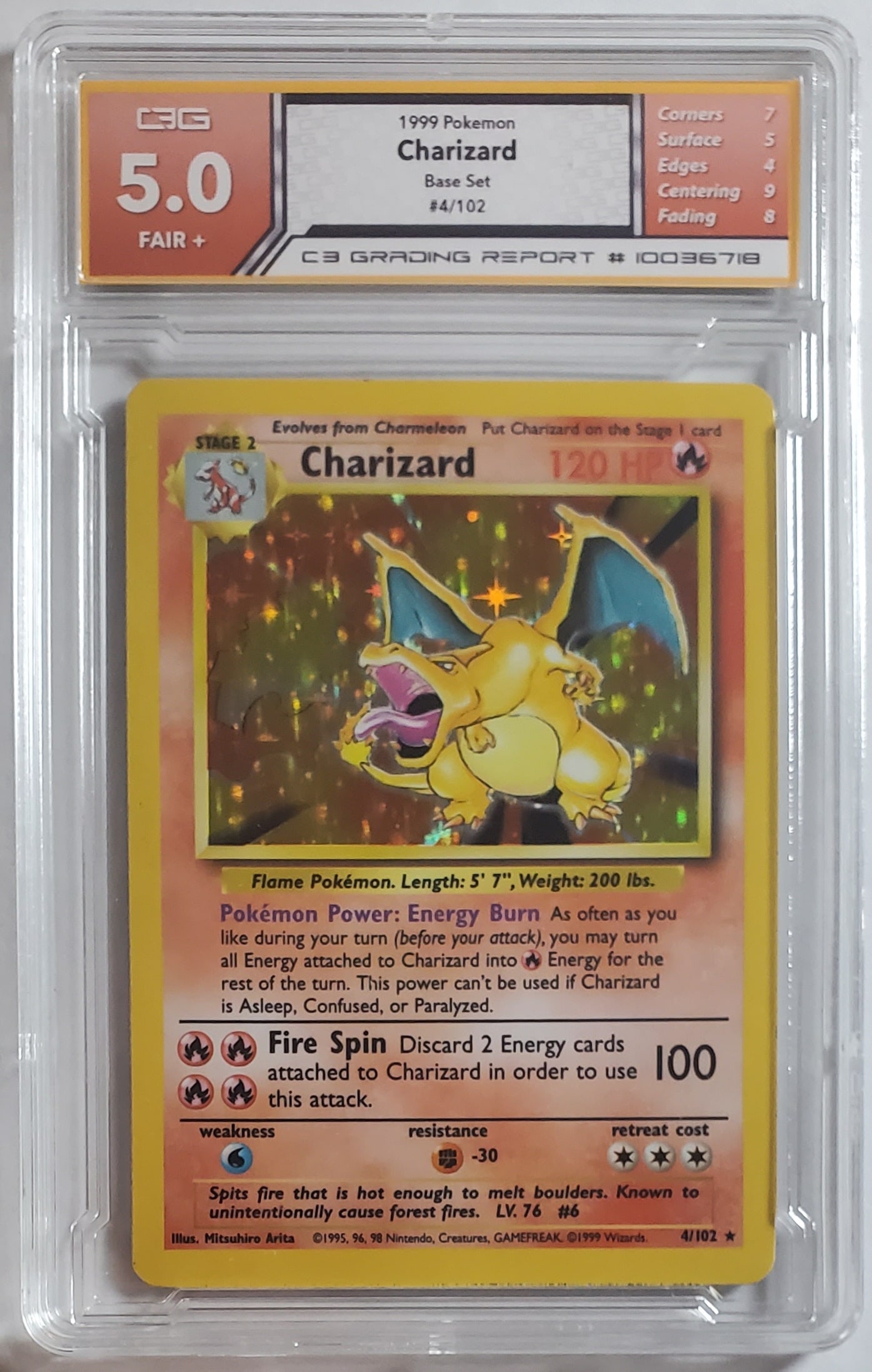 Charizard Holo 1999 Base Set  4/102 Gem Mint 5 (1 of 3)