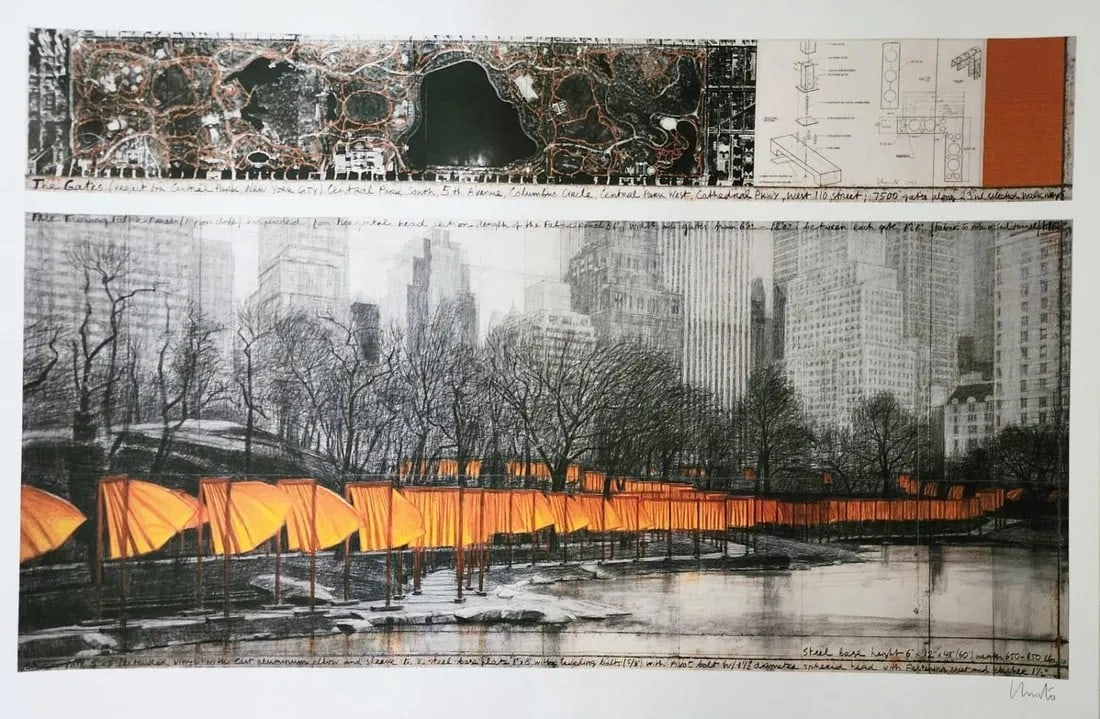 Christo, 'The Gates XXVI', Hand Signed Offset Lithograph, 2003, 49"x34" (1 of 4)