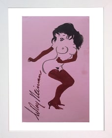 LeRoy Neiman, Playboy Femlin Dancing in Red, Original Signed Watercolor Drawing