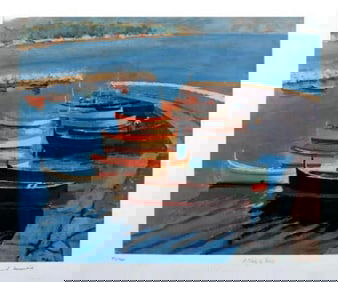 Sir Winston Churchill, 'A Study Of Boats', Limited Edition Lithograph