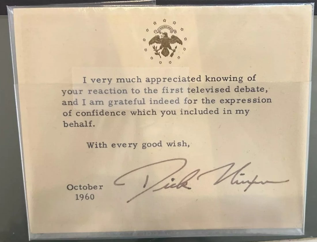 Richard "Dick" Nixon, 'Hand Signed Letter Of Appreciation (w/ Envelope)', 1960 (1 of 2)