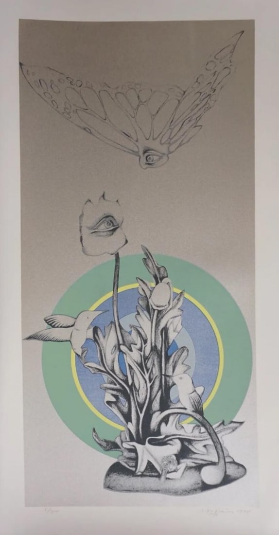 Rita Simon, Chance Encounter, 1978, Screenprint: Artist: Rita Simon Title: Chance Encounter Medium: Screenprint Signed: Hand Signed Edition: From the edition of 300 Measurements: 40" x 21" Year: 1978 Condition: Excellent Rita Simon is an American ar