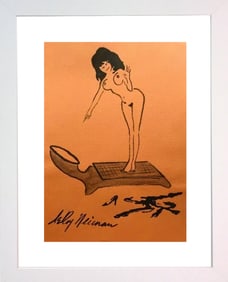 LeRoy Neiman, Playboy Femlin Checks Her Weight on a Scale, Original Signed Watercolor Drawing