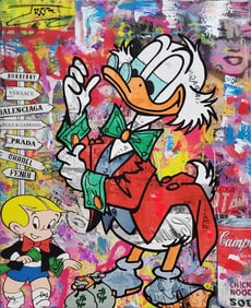 Jozza, 'Scrooge No 10', Signed Mixed Media Acrylic Canvas Painting, 2024