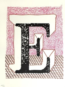 David Hockney - Letter E - Framed Lithograph