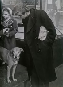 Dennis Stock, little girl shows James Dean duck head, NYC