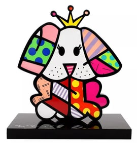 ROMERO BRITTO 'Royalty Dog 2' 2017 Signed & numbered, Sculpture Wood Black Base 2017
