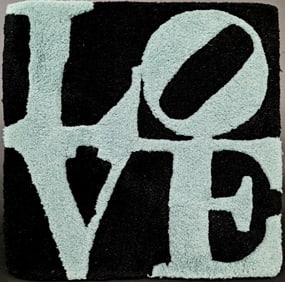 Robert Indiana, Spring - Love, Multiple Wool Signed Limited Edition Black And Silver
