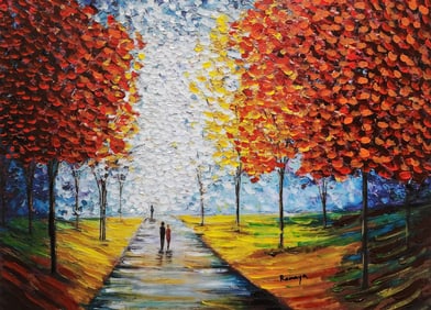 Romaya, 'Walkway To Paradise' Original Mixed Media On Canvas (1)