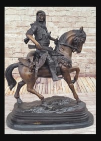 Nardini, Arab Warrior With Gun On Horse - Limited Edition, Bronze Sculpture On Marble Base
