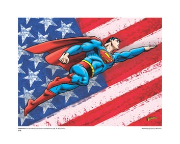 Warner Bros, Dc Comics, Superman, "Patriotic Background", 16" X 20"