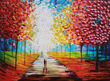 Romaya, 'Walkway To Paradise' Original Mixed Media On Canvas (3)