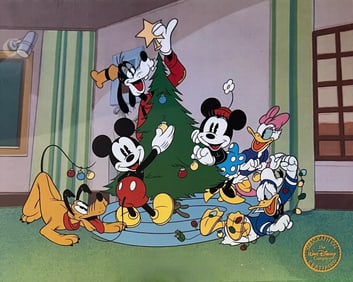 Disney, Christmas Time with Mickey Mouse, Minnie, Goofy, Donald & Daisy, Limited Edition Sericel