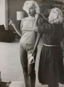 Marilyn Monroe getting hair and make up done