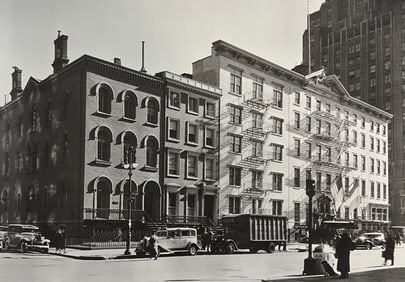 Berenice Abbott, Brevoort Hotel With Mark Twain House, Fifth Avenue Between East 8th And 9th