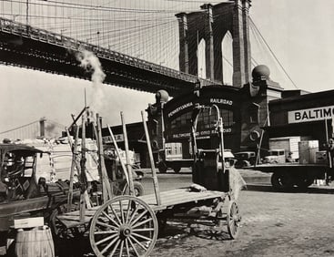 Berenice Abbott, Brooklyn Bridge With Pier 21, Pennsylvania Railroad, 1930s