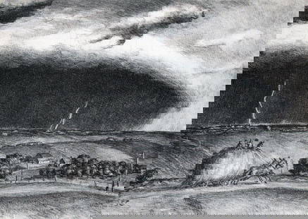 John Steuart Curry, The Line Storm, 1935: Artist: John Steuart Curry Title: The Line Storm Date Of Negative: 1935 Type Of Print: Vintage Photogravure/Lithograph, Printed from the original plate Date Of Print: 1939 (82 years old print) Paper: