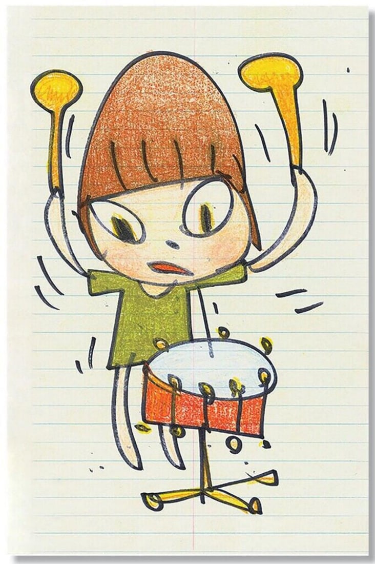 Yoshitomo Nara, 'Banging The Drum', Offset Lithograph Print (1 of 1)