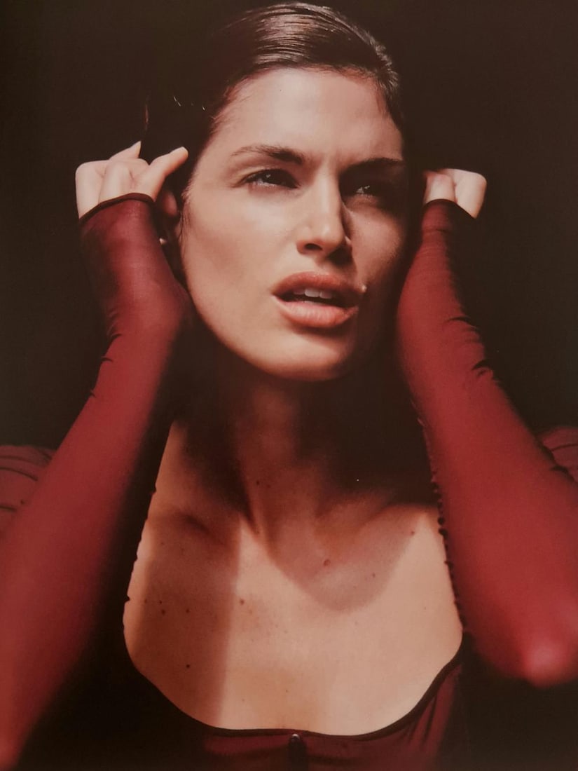 Michel Compte, Cindy Crawford at a fashion shoot in Los Angeles, 1997: Photographer: Michel Comte (born 19 February 1954) is a Swiss artist, filmmaker, fashion and portrait photographer. Subject/Title: Frida Kahlo Date Of Negative: 1997 Type Of Print: Sheet Fed Photograv