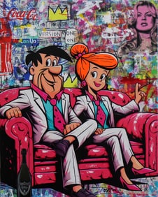 Jozza, 'Pink Couch', Signed Acrylic Canvas Painting, 2024, 30"x24"