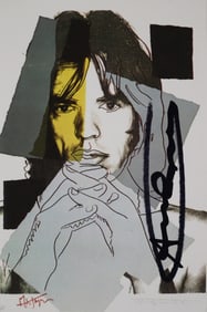 Andy-Warhol "Mick Jagger-FSII.145" Framed Announcement card, Hand signed