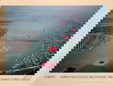 Christo 'Surrounded Islands Biscayne Bay - 1983', Hand Signed Offset Lithograph