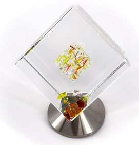 Jon Kuhn, 'Sunflower', 5-Layers 3D Cube Glass Sculpture on rotating base, 2024