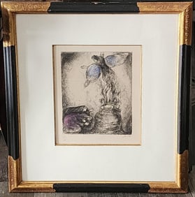 Marc Chagall 'Sacrifice of Manoah - 1956' Etching With Watercolor, Signed & Numbered 1956