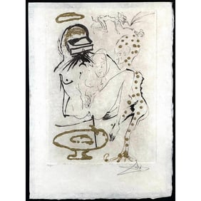 Salvador Dali, 'Les Amours Jaunes Duel with Camelias', Signed Limited Edition Etching