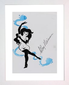 LeRoy Neiman, Femlin Sitting with Blue Ribbon, Original Signed Watercolor Drawing