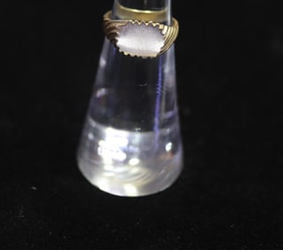 14KT Yellow Gold Plain Signet w/ Ridged Band Ring, Size 3.5