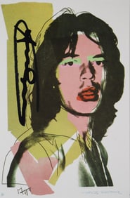 Andy-Warhol "Mick Jagger-FSII.143" Framed Announcement card, Hand signed