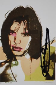 Andy-Warhol "Mick Jagger-FSII.141" Framed Announcement card, Hand signed